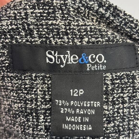 Style & Co Womens Corpcore Office Midi Skirt Size 12P Black White Professional - Picture 3 of 7